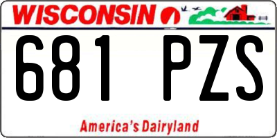 WI license plate 681PZS