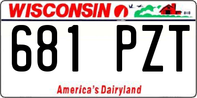 WI license plate 681PZT
