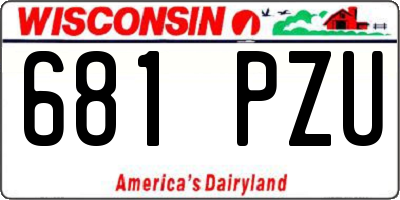 WI license plate 681PZU