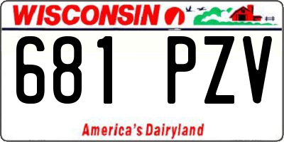 WI license plate 681PZV