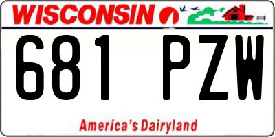 WI license plate 681PZW
