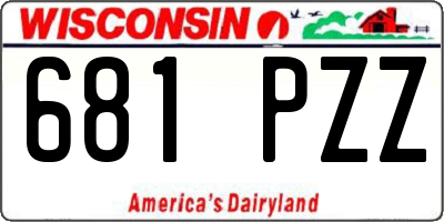WI license plate 681PZZ