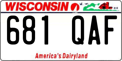 WI license plate 681QAF