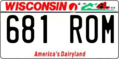 WI license plate 681ROM