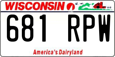 WI license plate 681RPW