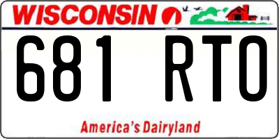 WI license plate 681RTO