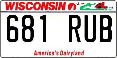 WI license plate 681RUB