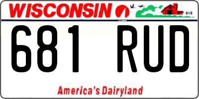 WI license plate 681RUD