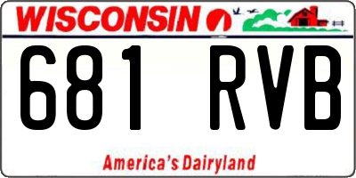 WI license plate 681RVB