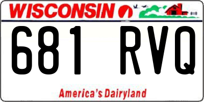 WI license plate 681RVQ