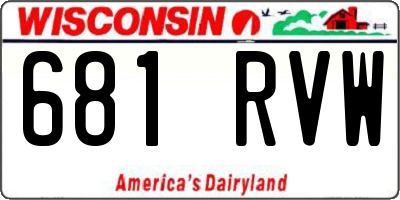 WI license plate 681RVW