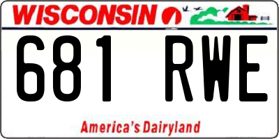 WI license plate 681RWE