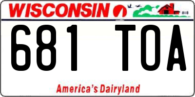 WI license plate 681TOA