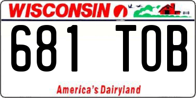 WI license plate 681TOB