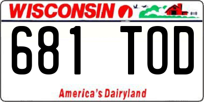 WI license plate 681TOD