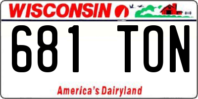 WI license plate 681TON