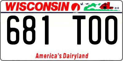 WI license plate 681TOO