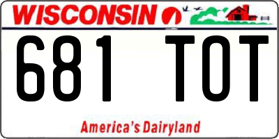 WI license plate 681TOT