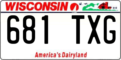 WI license plate 681TXG