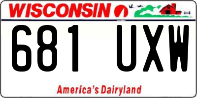 WI license plate 681UXW