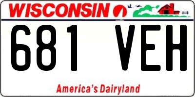 WI license plate 681VEH