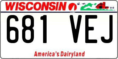 WI license plate 681VEJ