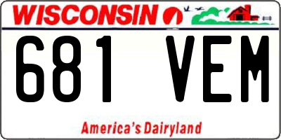 WI license plate 681VEM