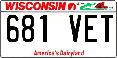 WI license plate 681VET