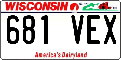 WI license plate 681VEX
