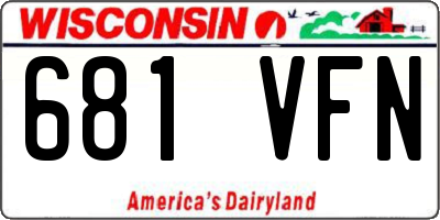 WI license plate 681VFN