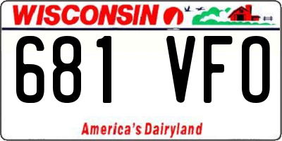 WI license plate 681VFO