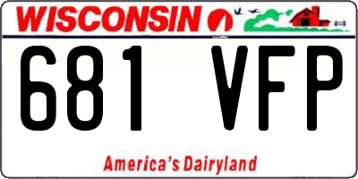 WI license plate 681VFP