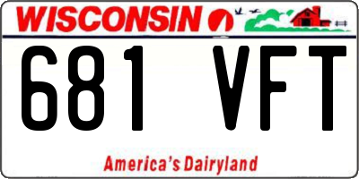 WI license plate 681VFT