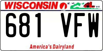 WI license plate 681VFW