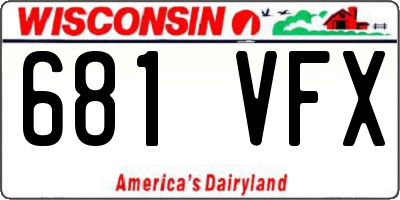 WI license plate 681VFX