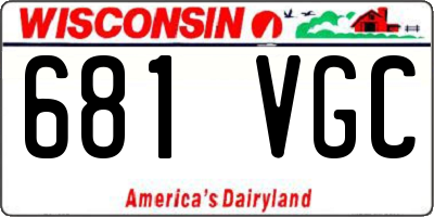 WI license plate 681VGC