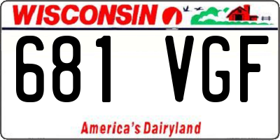 WI license plate 681VGF