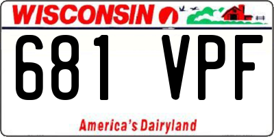 WI license plate 681VPF
