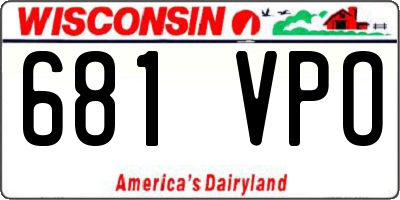 WI license plate 681VPO