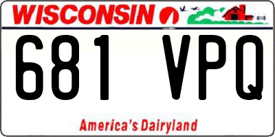 WI license plate 681VPQ