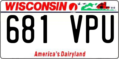WI license plate 681VPU
