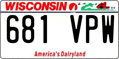 WI license plate 681VPW