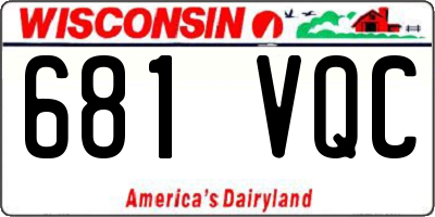 WI license plate 681VQC