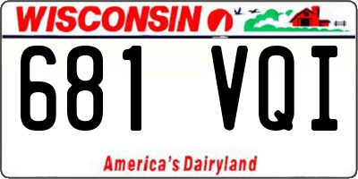 WI license plate 681VQI