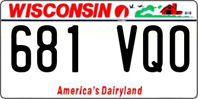 WI license plate 681VQO