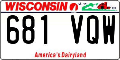 WI license plate 681VQW