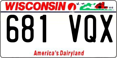 WI license plate 681VQX
