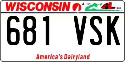 WI license plate 681VSK