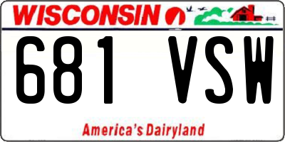 WI license plate 681VSW