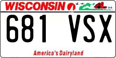 WI license plate 681VSX